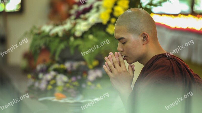 Theravada Buddhism Homage Blessing Pay Respect Re