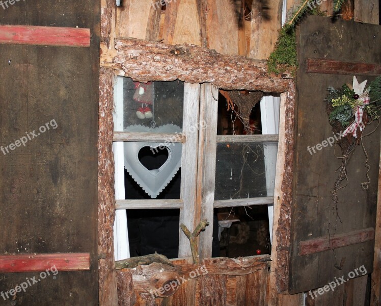 Christmas Wooden Windows Hut Mood Romantic