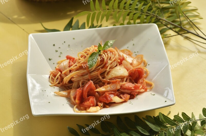 Food Dish Plate Pasta Vegetable