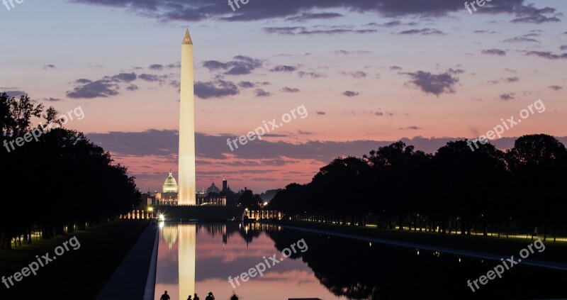 Washington Monument Morning Sunrise Washington Dc Reflecting Pool Reflection