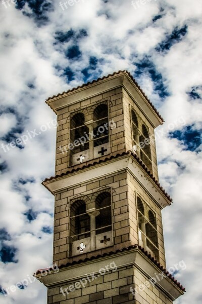 Belfry Church Sky Clouds Architecture