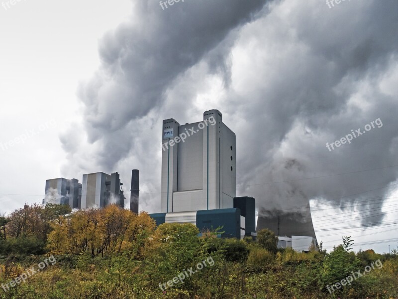 Power Plant Coal Fired Power Plant Clouds Water Vapor Cooling Tower