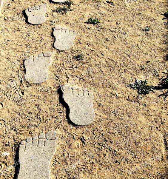 Footprints Feet Sand Footprint Barefoot