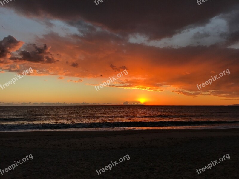 Sunset Sun Sea Cabo De Gata Almeria