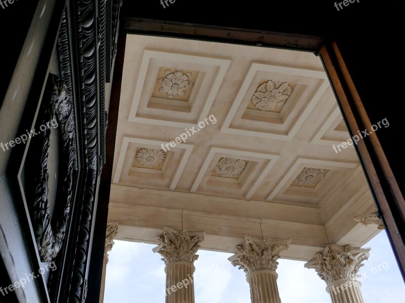 Corinthian Columns Capitals Ceiling Door