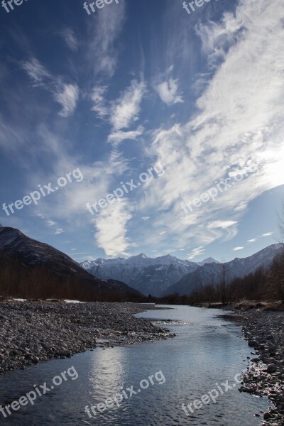 River Sky Clouds Water Italy