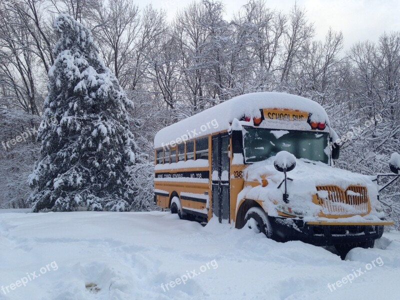 Bus Winter Snow School Transportation