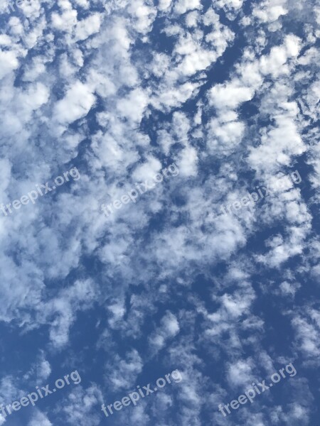 Blue Sky Cotton Clouds Permeability Free Photos