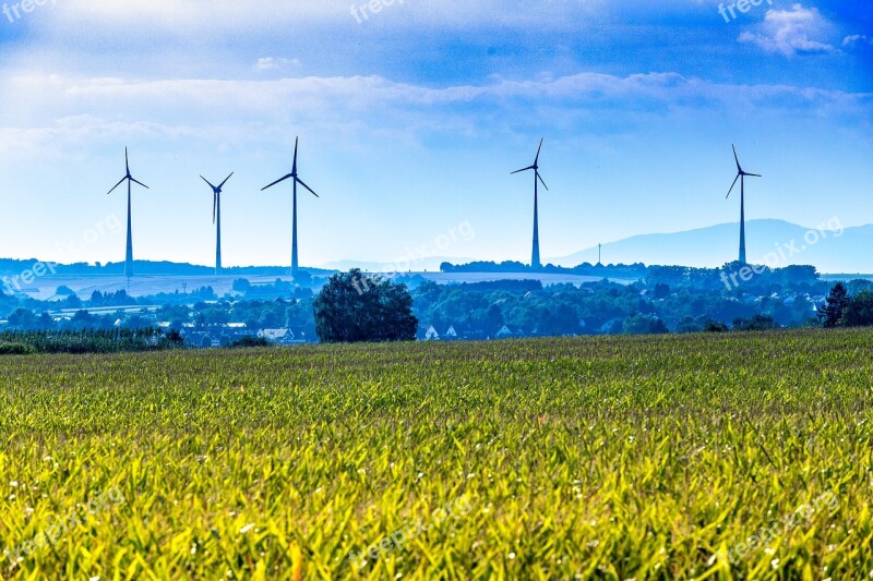 Wind Energy Rhine-main Windräder Field Sky