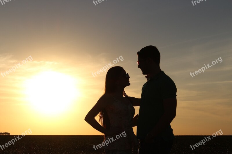 Love Story Silhouette Sunset Boyfriends Casal