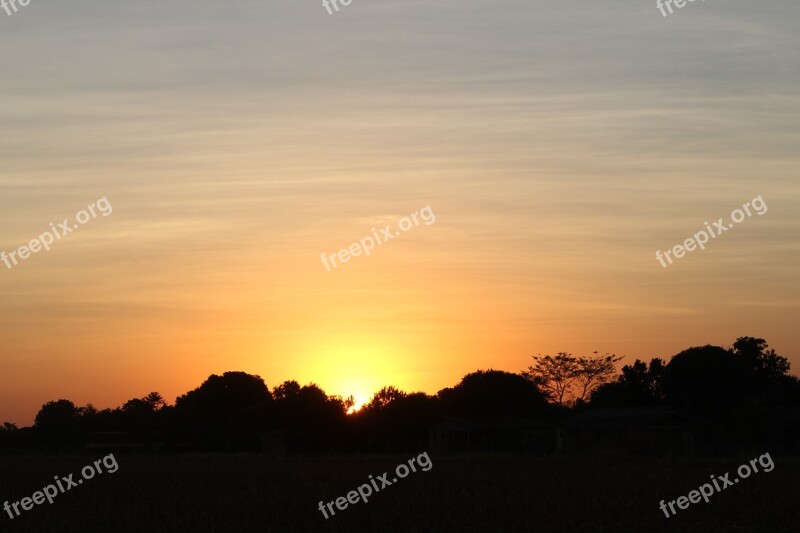 Sunset Eventide Cerrado Brazil Free Photos