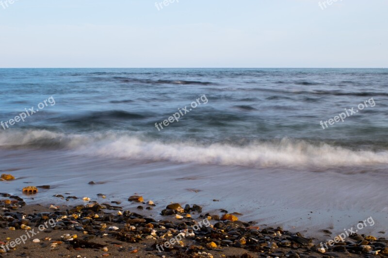 Sea Beach Long Exposition Waves Sand