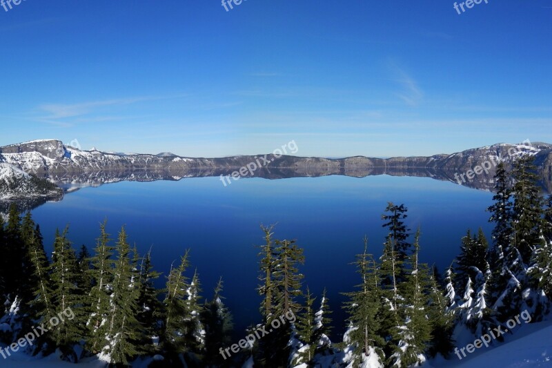 Crater Lake Volcano Lake Landscape Mountain