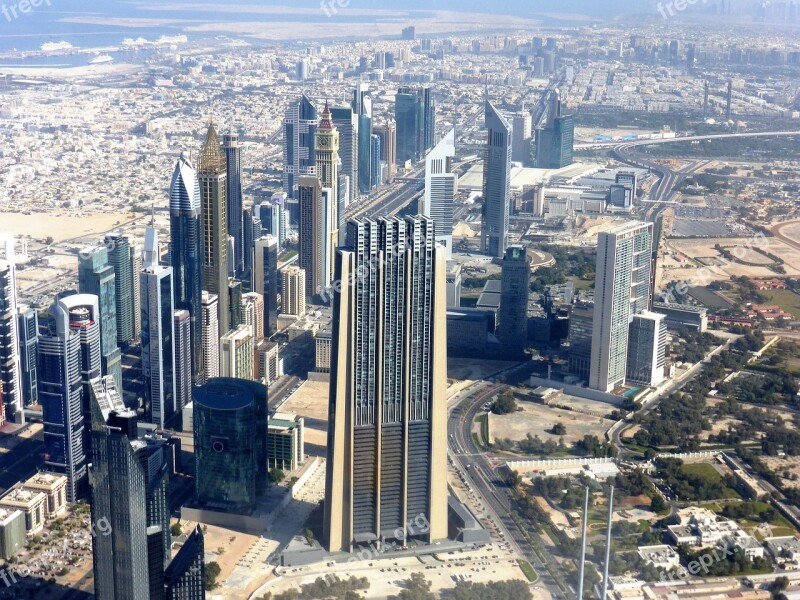 Skyscrapers Dubai View Burj Khalifa Emirates