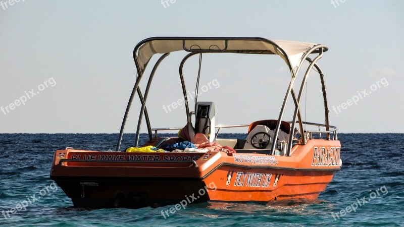 Speed Boat Sea Water Sports Orange Sport