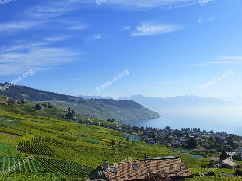 Switzerland Landscape Lake Water Blue