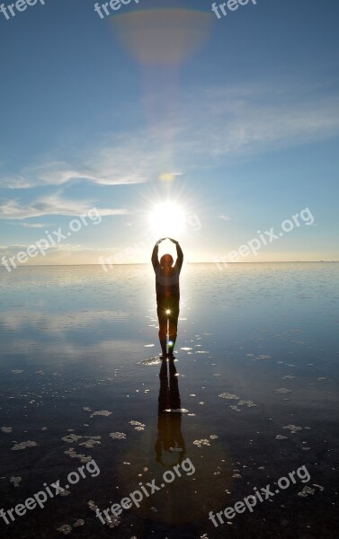 Bolivia Salar De Uyuni Salt Lake Man People