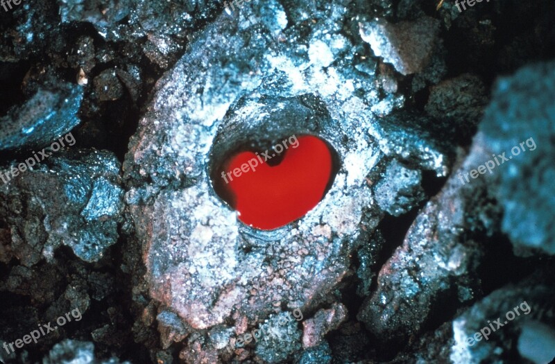 Lava Flow Heart Shape Red Hot Volcano