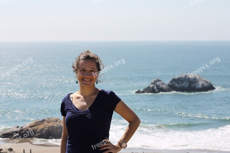 Woman Female Portrait San Francisco Ocean