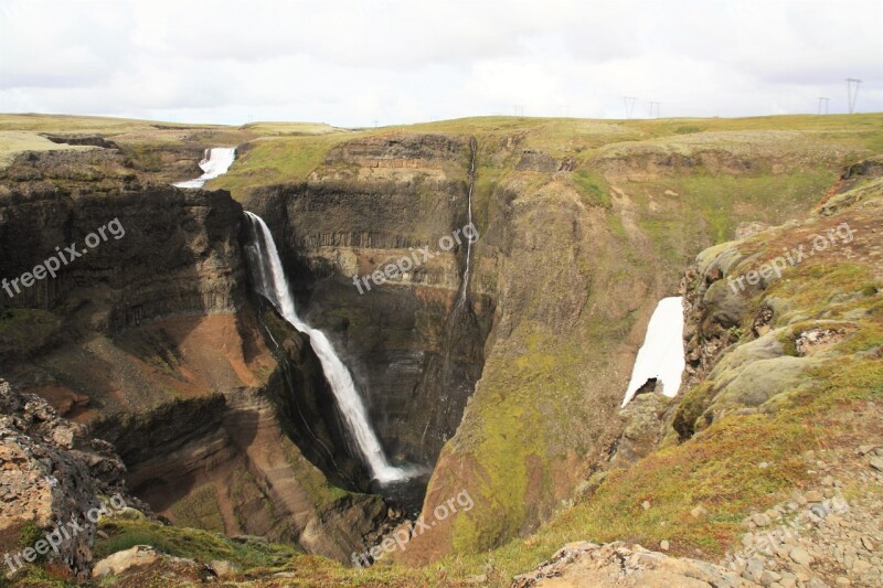 Grannifoss Waterfall Iceland Fossá River Water Masses