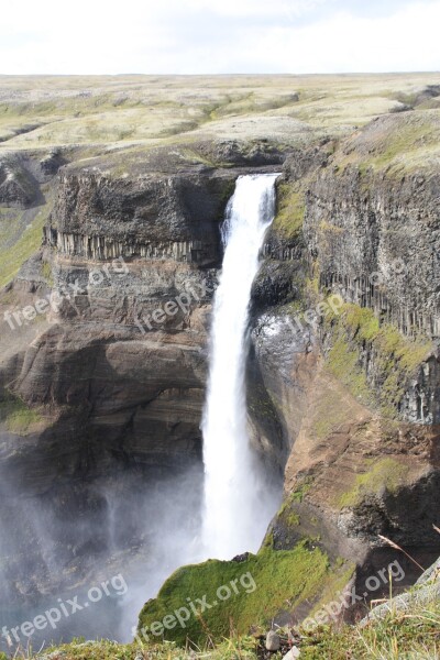 Háifoss Waterfall Iceland Gorge Nature