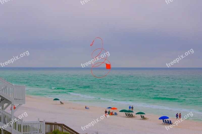 Beach Kite Red Flying Red Kite