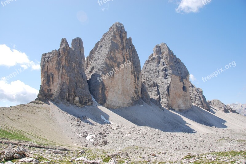 Three Peaks Of Lavaredo Mountain Trentino Italy Sky