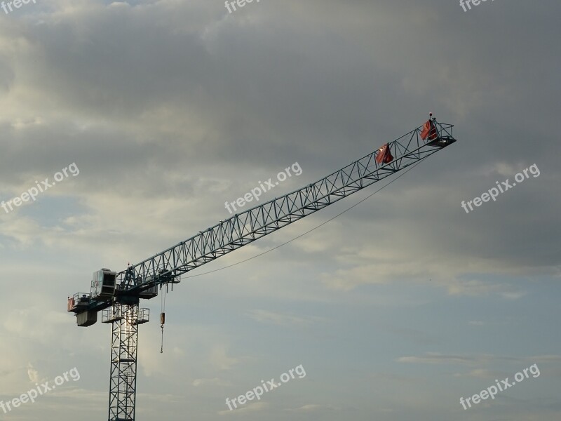 Crane Construction Sky Clouds Evening