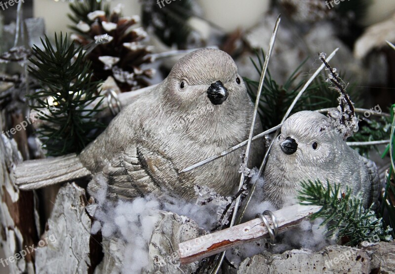 Silver Weihnachtsdeko Birdie Pine Cones Silver White Advent