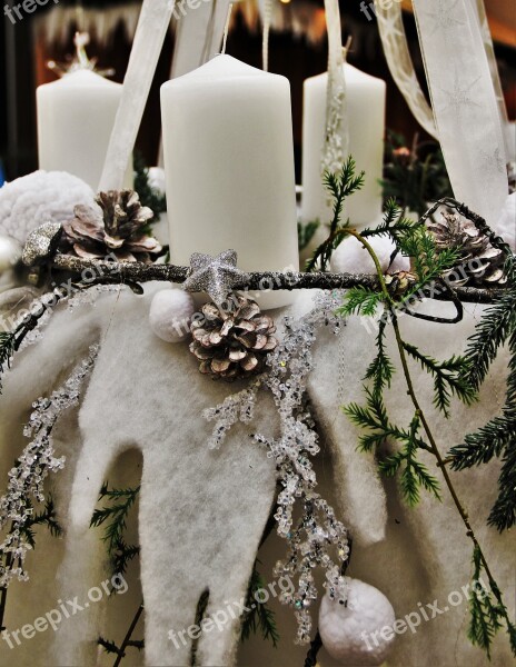 White Christmas Wreath White Candles White Schneedeko White Christmas