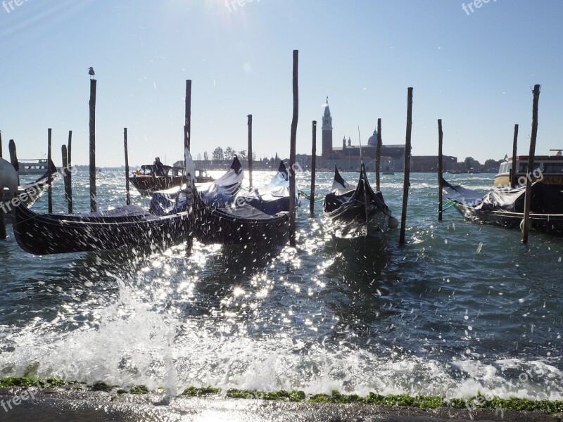 Venice Gondolas Italy Channel Water