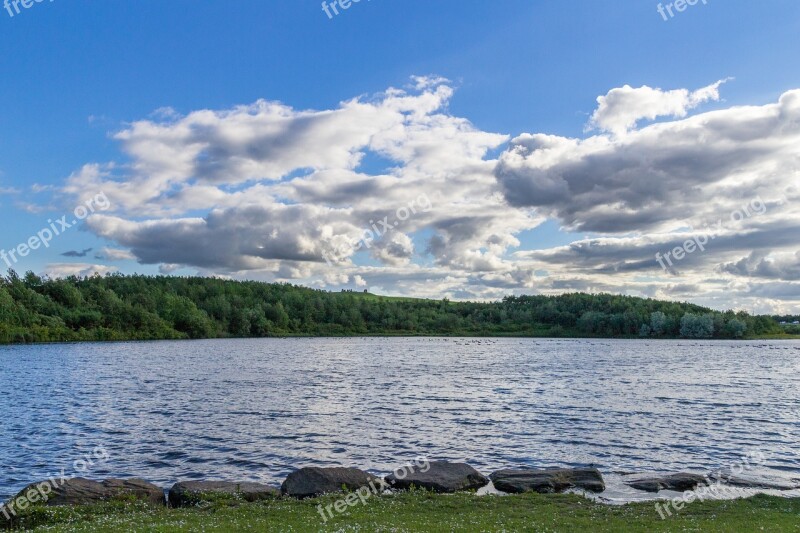 Lake Clouds Forest Landscapes Cloudy