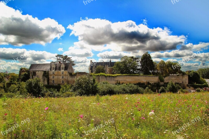 Castle Village City Wall Sky Clouds