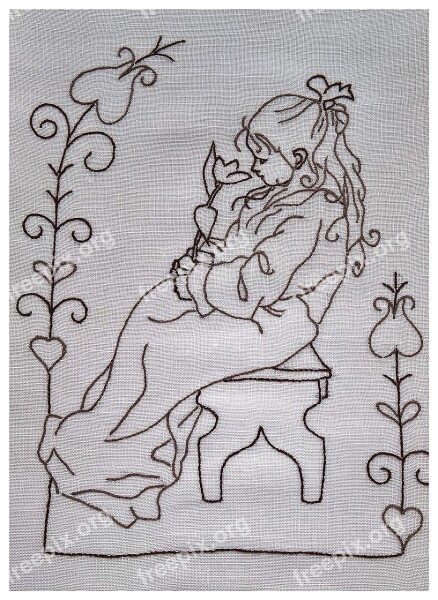 Art From Sweden Motif Of The Artist Carl Larsson Hand Labor Embroidery On Linen