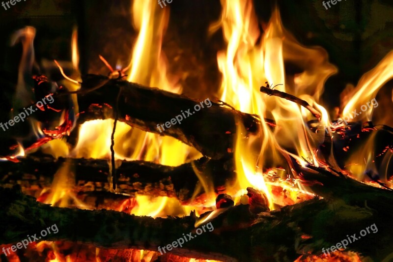 Fire Fireplace Colors Combustion Sparks