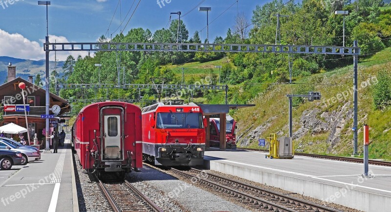 Rhaetian Railways Filisur Crossing Station Railway Knot High Mountains