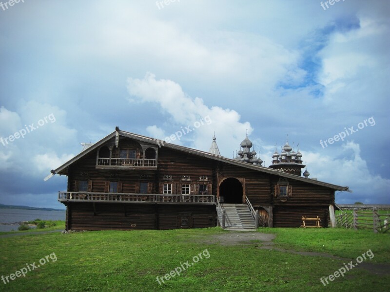 Russia Kizhi Wooden House Sky