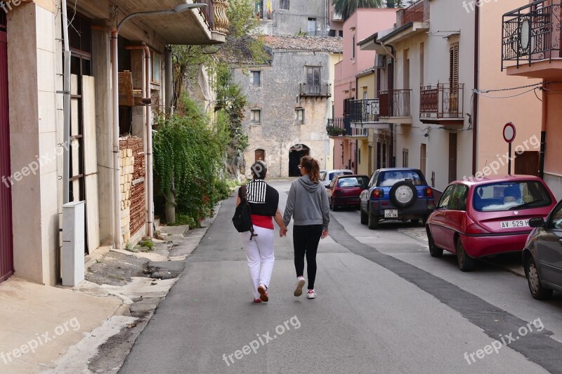 Stroll Mother Daughter Walk Human