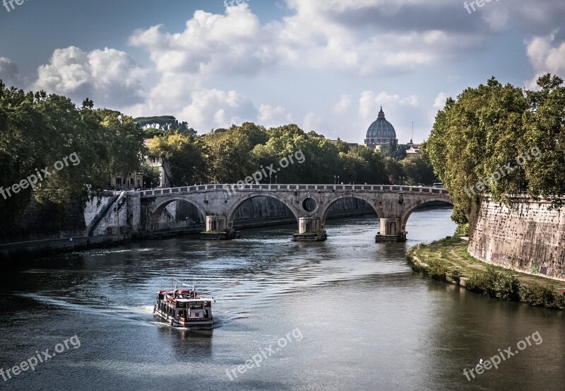 Rome Bridge View Italy Landmark