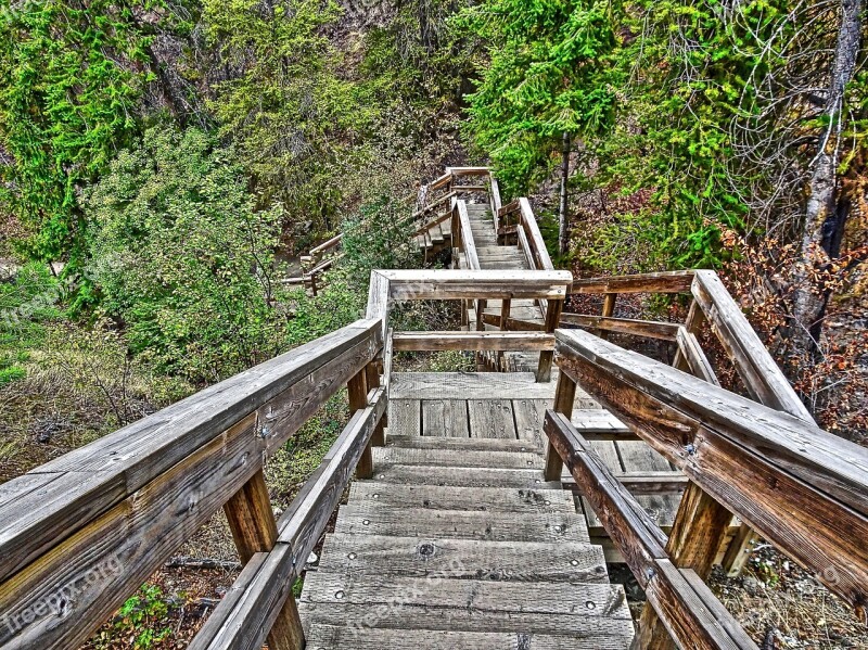 Stairway Wooden Perspective Steps Outdoor