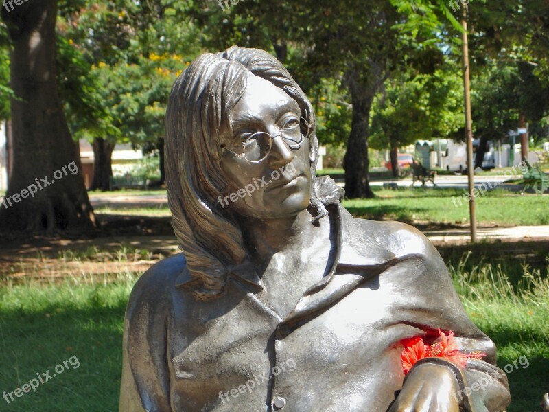 John Lennon Cuba Statue Park Bench Work Of Art