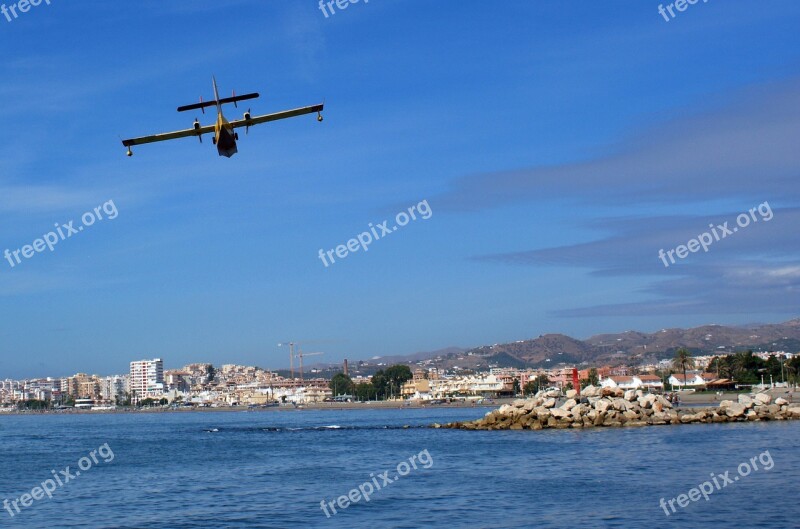 Sea Plane Aircraft Sky Beach