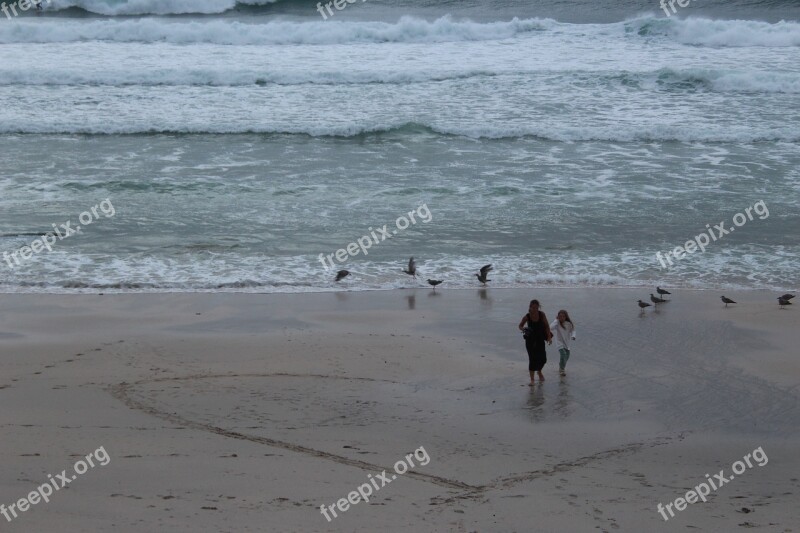 Beach Mother Mum Family Sea