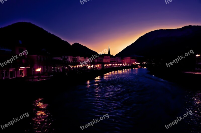 Bad Ischl Night Austria Darkness Purple