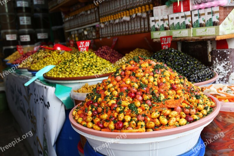 Morocco Olives Market Arab Moroccan