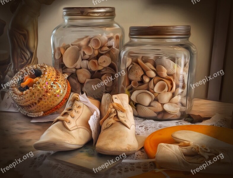 Antique Store Baby Shoes Container Free Photos