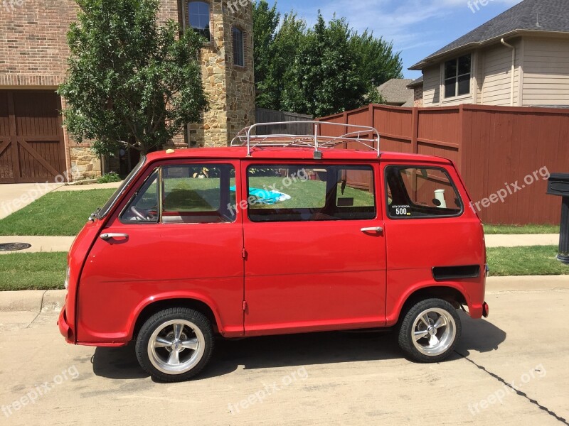 Little Red Car Volkswagon Van Free Photos