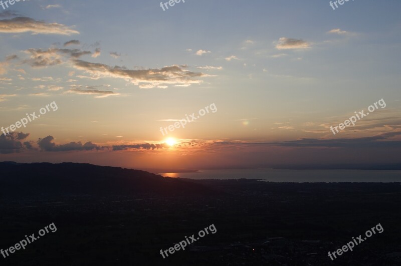 Sun Lake Mood Sunset Abendstimmung