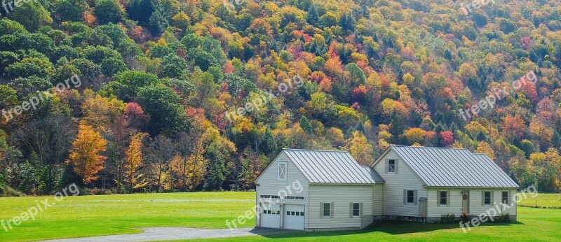 Autumn Leaves Vermont Haouse Home Fat