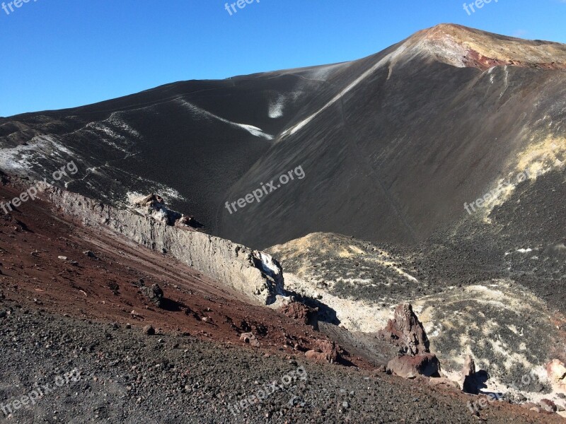 Volcanic Mountain Volcano Ash Nature Crater Landscape